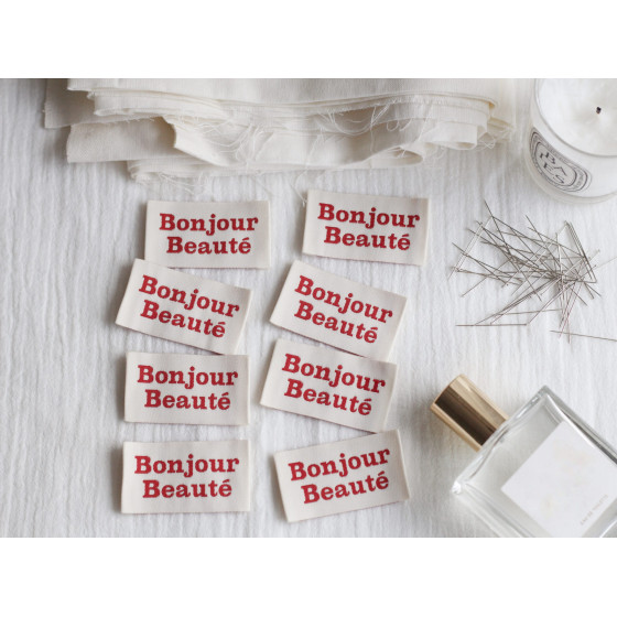 "Bonjour Beauté" Woven labels