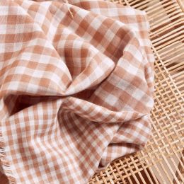 Gingham Off-White Maple Fabric