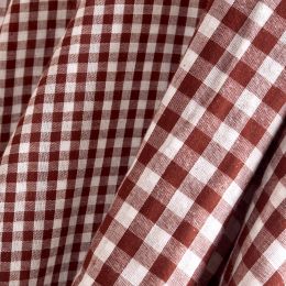 Gingham Off-White Rust Fabric Remnants