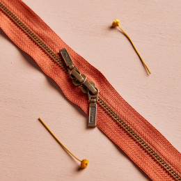 Brass Chestnut Double Slider Zipper - 40 cm