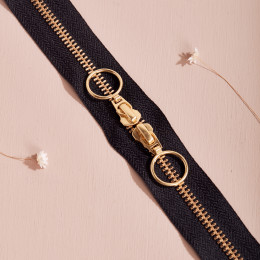 Gold Black Double Slider Zipper - 40 cm