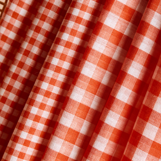 Gingham Off-White Tangerine Fabric