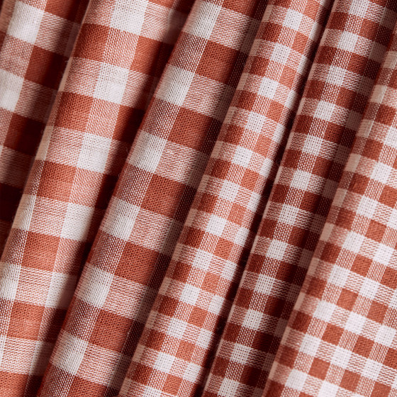 Gingham Off-White Chestnut Fabric Remnants