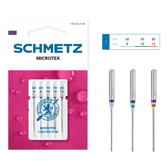 Sewing machine needles - n°60-80 x 5 - Microtex